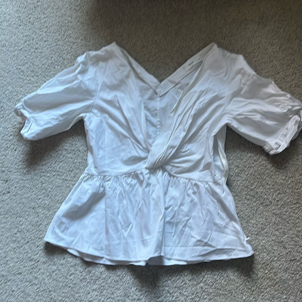 ALC white knotted peplum top